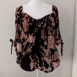 Velvet Burnout Top MEDIUM Fairy‎ Grunge Whimsigoth Going Out Holidays Burgundy